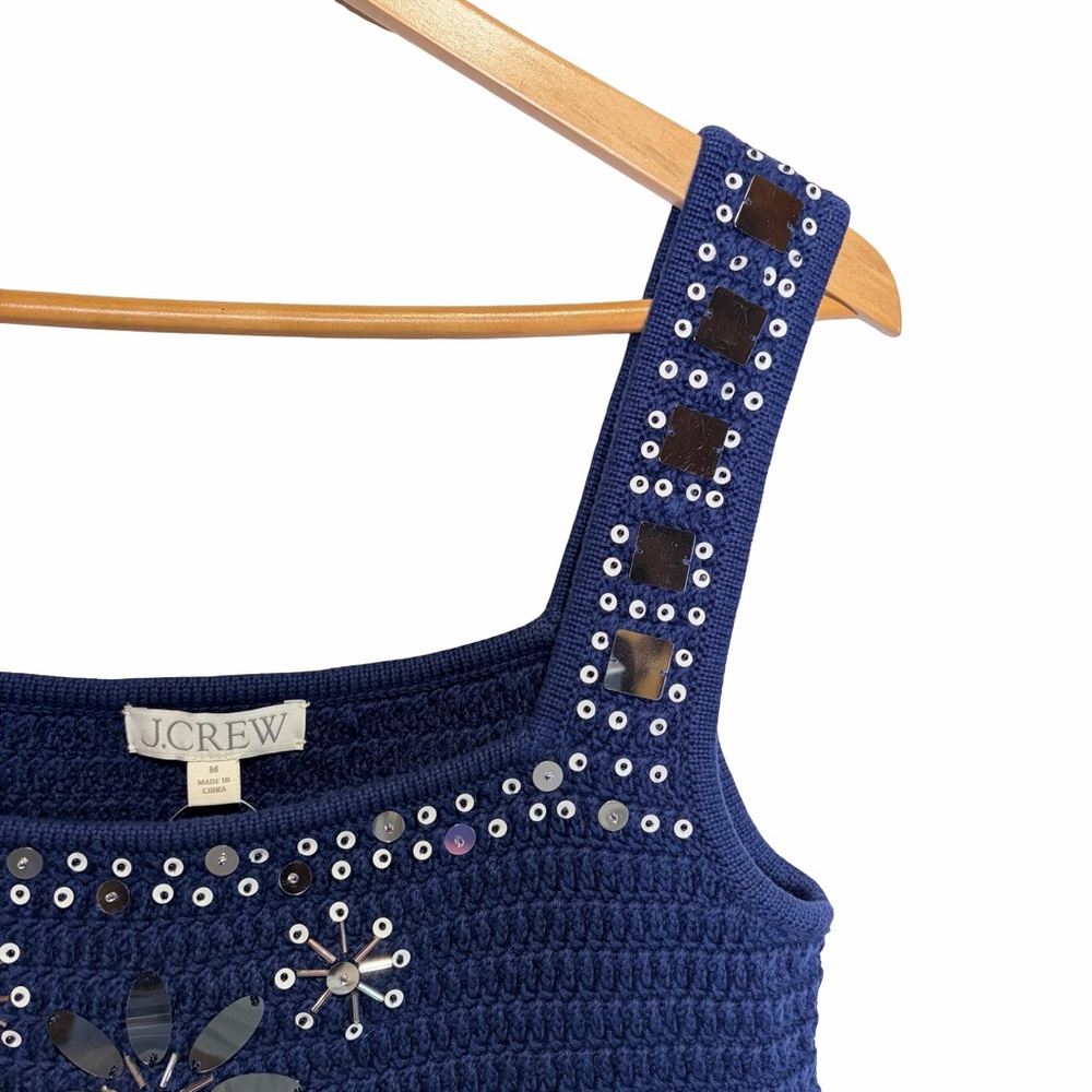 J. Crew Sweater Tank with hand-embellished mirrors in Dark Blue, Size M NWT - Picture 4 of 15